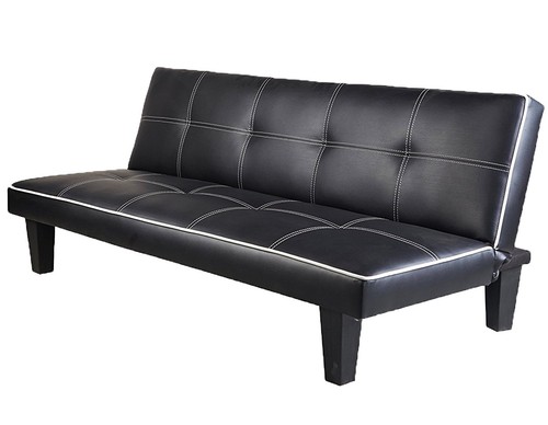 Single faux leather sofa bed - leather,