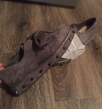 Grey metal pointed faux suede