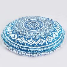 Blue Round Boho Cushion Cover