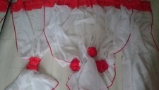 NICE NEW READY MADE VOILE NET CURTAINS RED APROX D 135cm x W 345cm N1