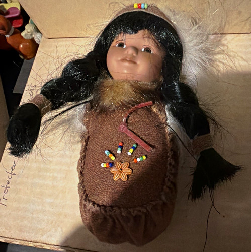 Native american porcelain doll - american,