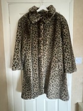 Faux Fur Leopard Print Women's Coat 3/4 Coat Swing Style  fit 16 plus 
