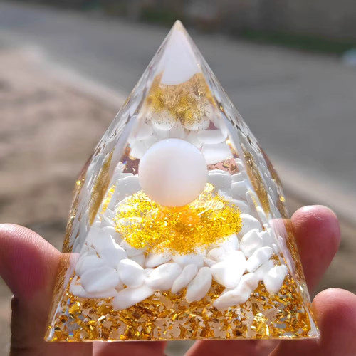 Resin figurine orgone pyramid - resin,