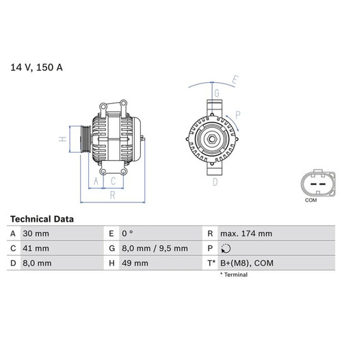 Bosch car alternator 12v fits - alternator,