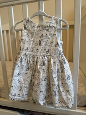 Next Baby White Lined Sleeveless Dress With Rabbit Print Size 6-9m