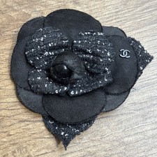 Black Chanel Camelia Brooch