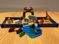 Vintage Wooden Toy Zoo Set and Wooden Animals from early 2000’s