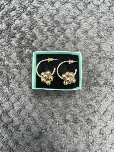 Gold hoop earrings with flower - earrings,