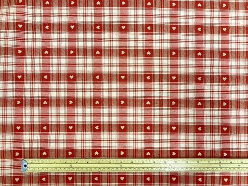 Heart gingham fabric rustic - gingham,