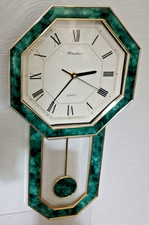 Windsor quartz lightweight marbelised colour clock - chimes and a long pendulum.