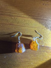 Earrings, 100% natural Amber