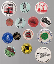 Vintage Tin pin badges job lot of 14 badges "Museum Related " 