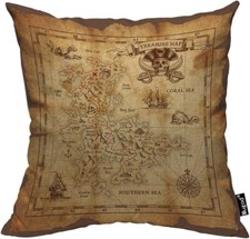 Vintage map throw pillow case - map,