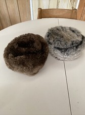 Edna Wallace Womens Vintage  Brown  Fur Beret Style Hat + David Napier Hat