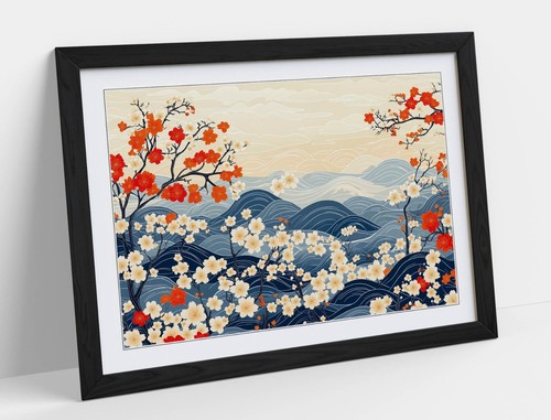 Blue sea and floral - and, trees