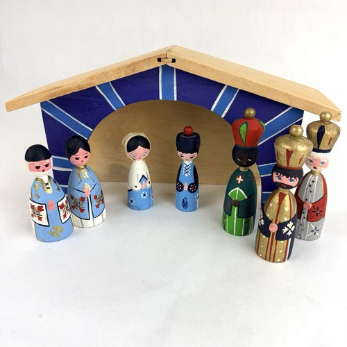 Vtg danish nativity set stable - danish,