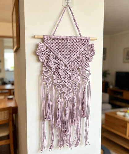 Boho purple macramé wall - macramé,