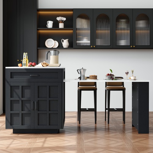 Kitchen island with extendable - island,