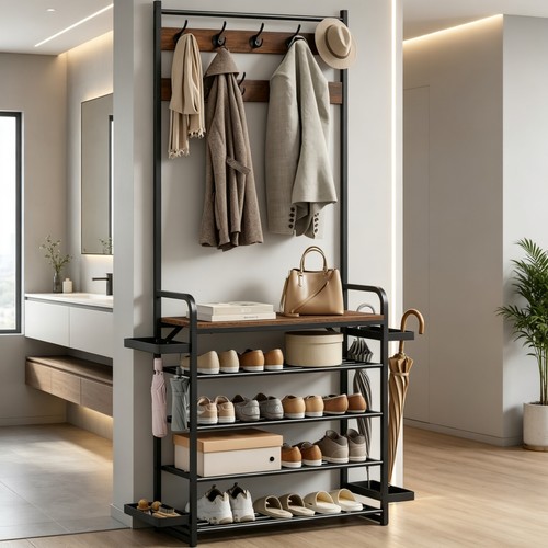 Coat rack stand with shoe - stand,