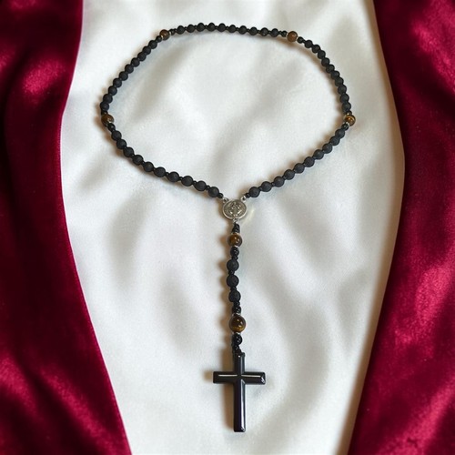 Lava stone rosary beads - lava,