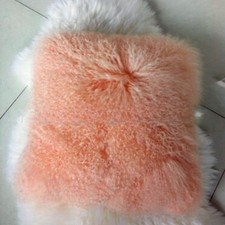 30X50CM GENUINE MONGOLIAN SHEEPSKIN LONG CURLY LAMB WOOL FUR CUSHION PillowCOVER