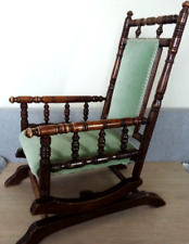 Early XX Century Wooden Child's Rocker Rocking Chair Furniture Plush Seat