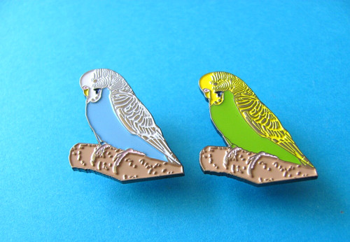 Budgerigar pin badges blue - 2,,