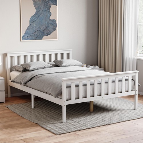 Wooden pine white - white, bed
