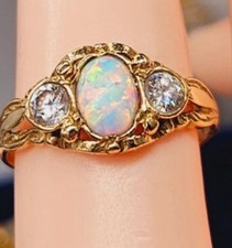 Antique Gold Diamond, Opal Ring, Solid Gold, Vintage Opal Ring, Collectors Item