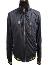 Diesel Men's Bomber Jacket Zip Polyester Nylon Black L T2348 JSR145