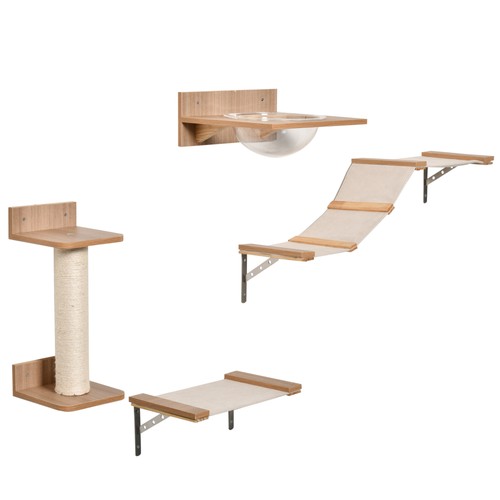 Pawhut 4pc wall - wall-mounted, cat