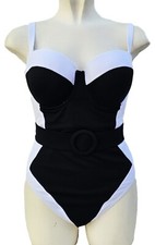 Monochrome Underwired Swimsuit New Look Swimming Costume Slimming Size 38D