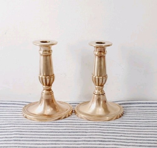 Pair brass candlesticks - pair,