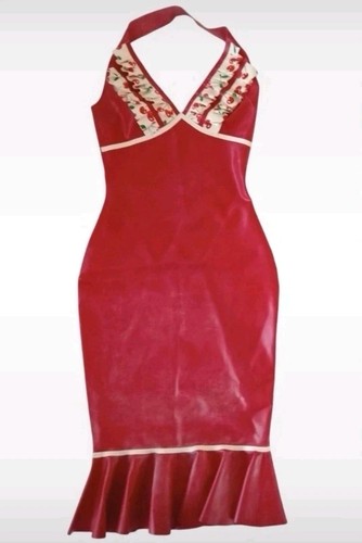 Honour red cherry latex dress - cherry,