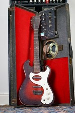 1964 Silvertone USA 1457 Red Sparkle Burst Guitar with Amp in Case - Serviced