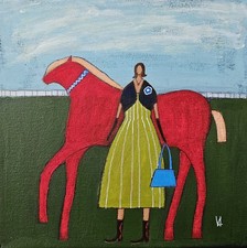 Painting Original Woman Horse