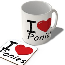 I Love Ponies - Mug and Coaster Set