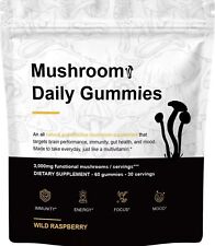 Super Mushroom Daily Gummies,Mushroom Gummies - 12 Mushroom Blend -60 Gummies