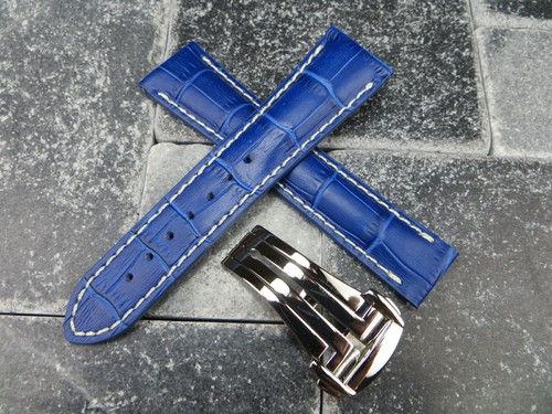 20mm leather strap - royal, blue