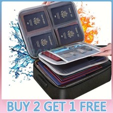 Fireproof Document Box A4 File Storage Bag Organiser Waterproof Safe Bag & Lock