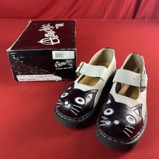 Anarchic T.U.K. (T2006) Kitty Cat Face Goth Black Leather Mary Janes - Size 11