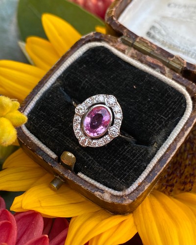 Art deco pink sapphire - sapphire, and