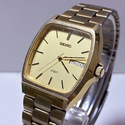 Seiko spirit square gold dial - seiko,