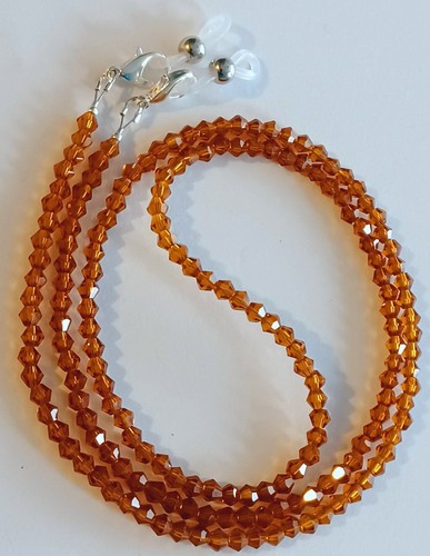Brown crystal eyeglass chain - brown,