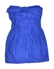 VINTAGE Womens Off Shoulder Dress EU 38 Small Blue Cotton UT83