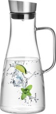 1.65L Glass Water Jug Heat Resistant Pitcher with Steel Lid for Tea Juice Drinks