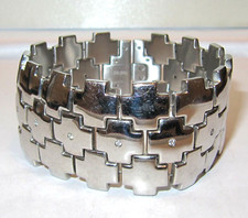 Designer Folli Follie Vintage Brutalist/Modernist Style Diamanté Bracelet,SIGNED