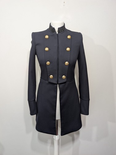 Zara navy coat jacket - navy,