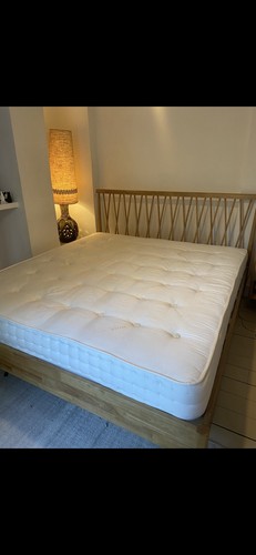 Super king oak bed - oak, wool