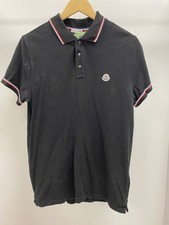 Moncler Black Polo Shirt Size Medium Short Sleeve Tricolour Trim C32" D28" 